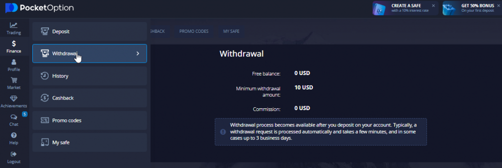 Home page Pocket option Withdrawal of funds