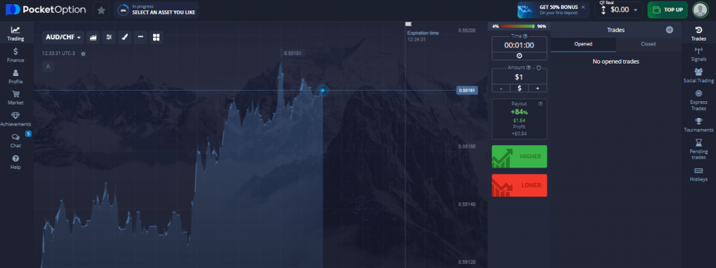 Terminal web do Pocket Option